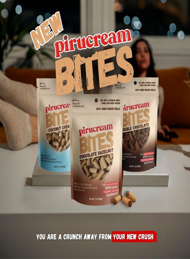 pirucream حزمة لفائف الوافر من بيروكريم - 2 بندق بالشوكولاتة 1 شوكولاتة مزدوجة 1 كريمة جوز الهند المحشوة بوافر مقرمشات مثالية لفترات استراحة الشاشة 7 أوقية لكل منها - Image 3