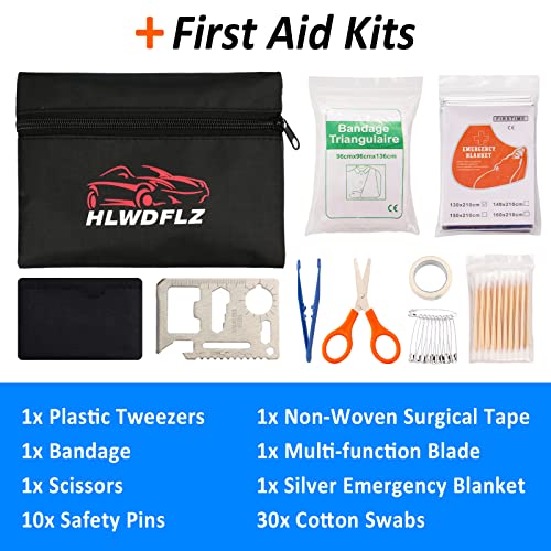 HLWDFLZ طقم الطوارئ على جانب الطريق من HLWDFLZ - 86 قطعة لسلامة المسافرين في الشتاء، أساسيات طقم السيارة للرجال والنساء والمراهقين - Image 5