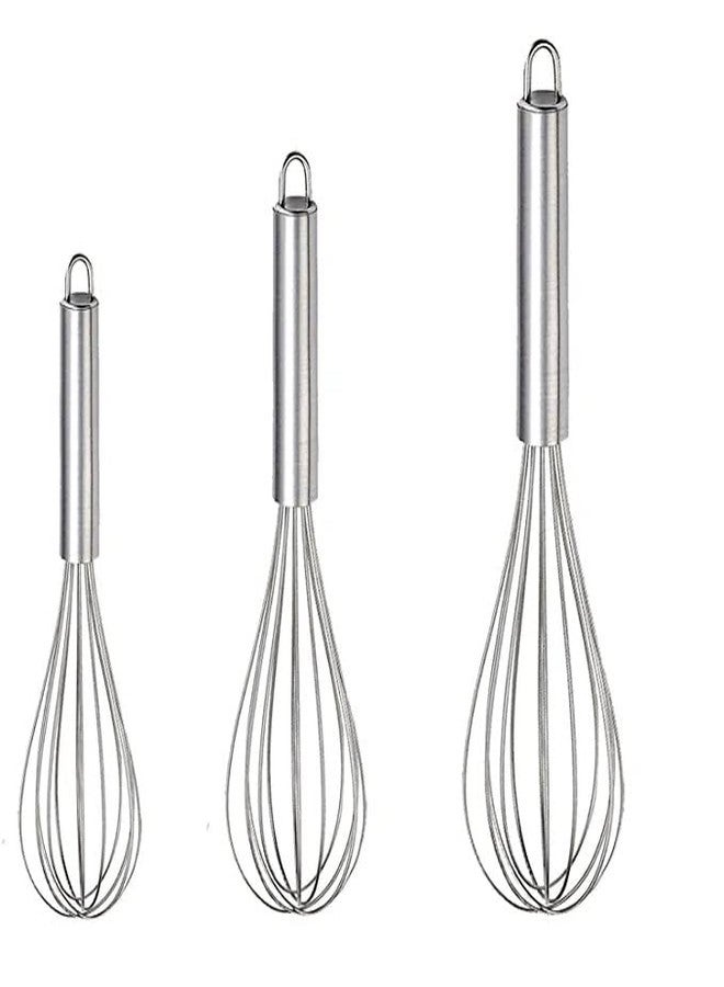 BEKNER Stainless Steel Egg Whisk/Beater/Cake Batter Whisker, Kitchen Essential, 3 pc - Image 1