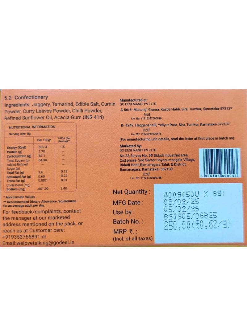 Go DESI Popz Imli Pop, Tamarind & Jaggery Candy, 50 Pieces, Tangy Imli, Imli Candy, 400 g - Image 3
