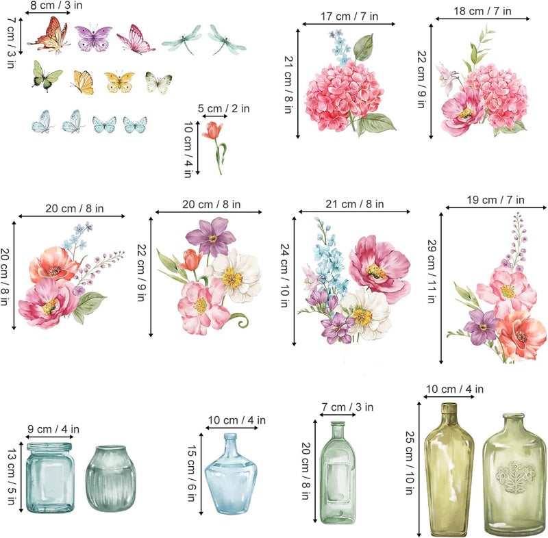 wondever Window Stickers Pink Flowers Vase Anti-collision Stickers Butterfly Double-Sided Window Decoration for Glass - Image 4