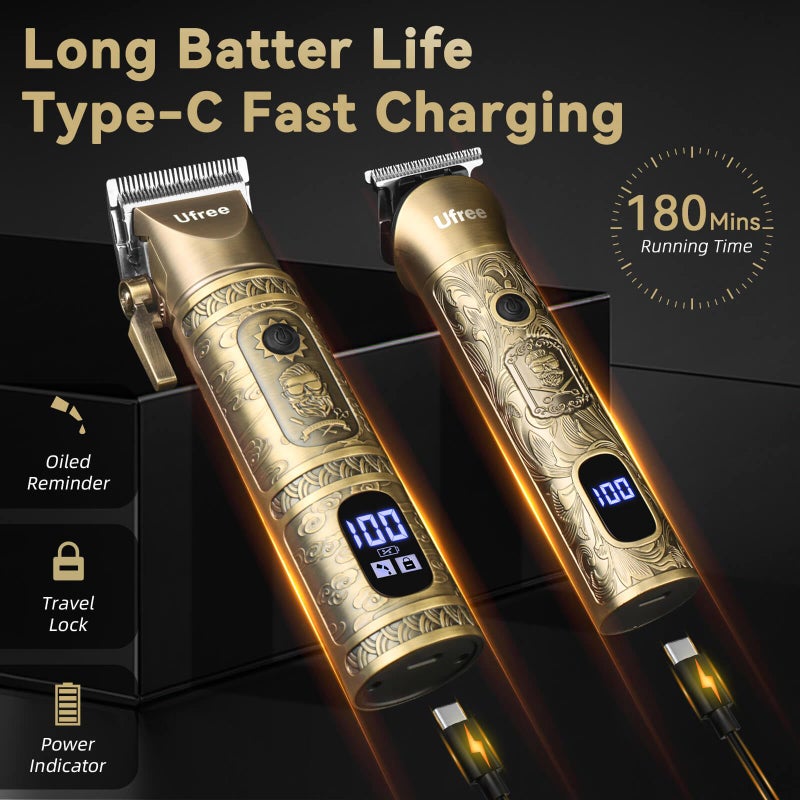 Ufree Hair Clippers for Men Professional with Beard Trimmer, Barber Clippers and Trimmers Set, Electric Razor Shavers for Men, Cordless Mens Grooming Kit for Nose, Face, Hair, Gifts for Men - Image 3