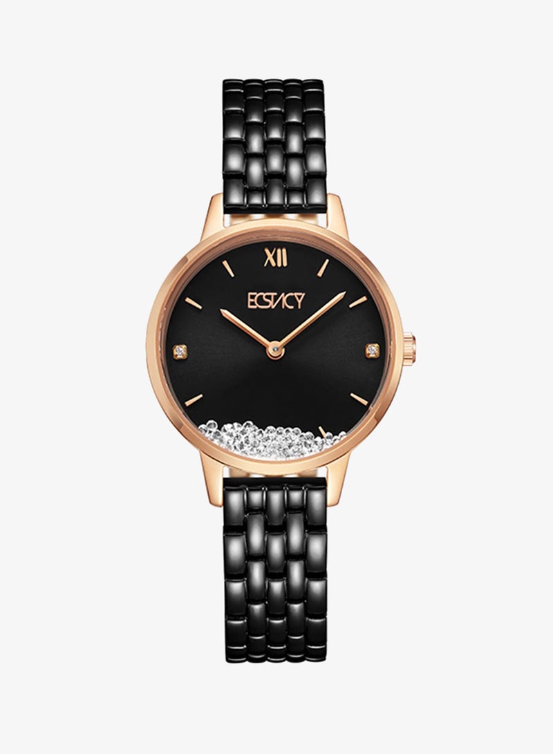 ECSTACY Women's Analog Round Shape Stainless Steel Wrist Watch E23505-KBBB - 31 Mm - Image 1