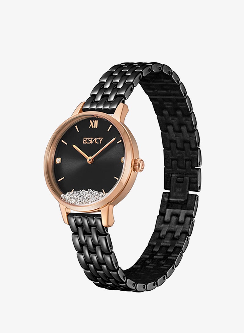 ECSTACY Women's Analog Round Shape Stainless Steel Wrist Watch E23505-KBBB - 31 Mm - Image 2
