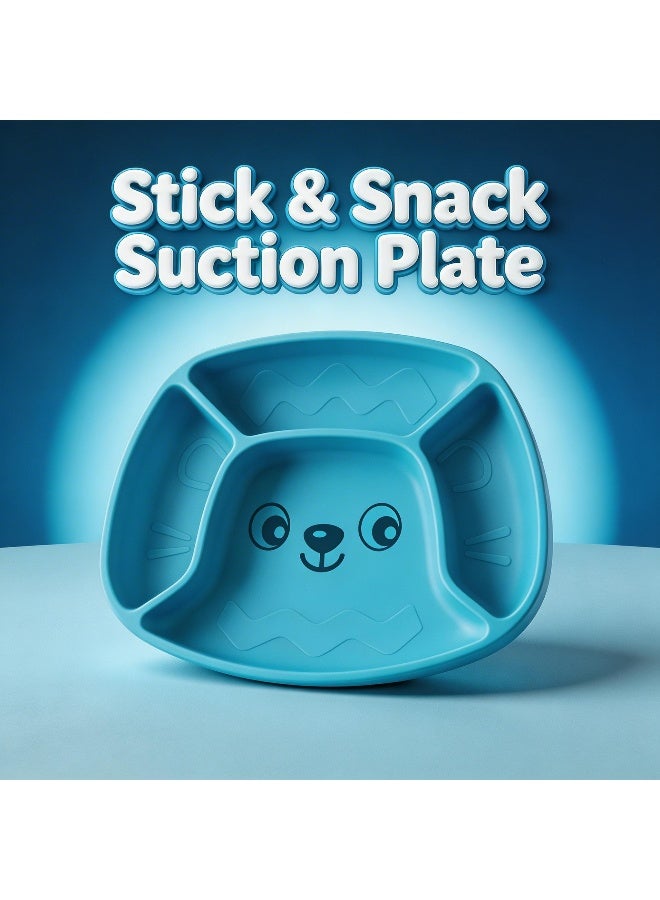 Playgro Stick & Snack Silicone Suction Plate – Blue – BPA-Free Food-Grade Silicone Baby Feeding Plate, Strong Suction Base for Weaning & Self-Feeding Toddlers - Image 3