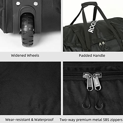 Rock Cloud Foldable Wheeled Duffel Bag with Widened Wheels 85L Rolling Duffle Bag Packable 26 inch for Travel Camping Sports - Image 5