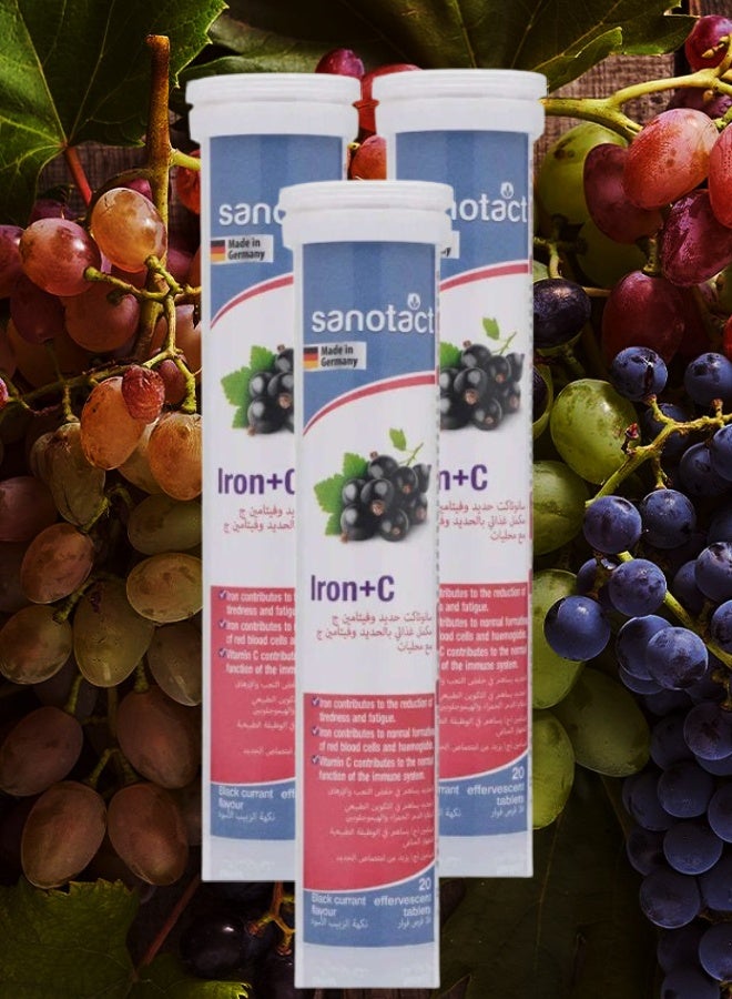 sanotact 3 Pieces Sanotact Iron And Vitamin C 20 Currant Effervescent Tablets  - Image 1