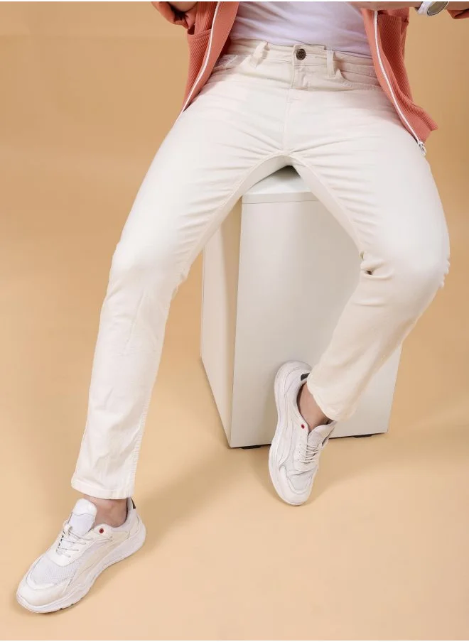 The Indian Garage Co Men Slim Fit Solid Mid-Rise Stretchable Jeans
