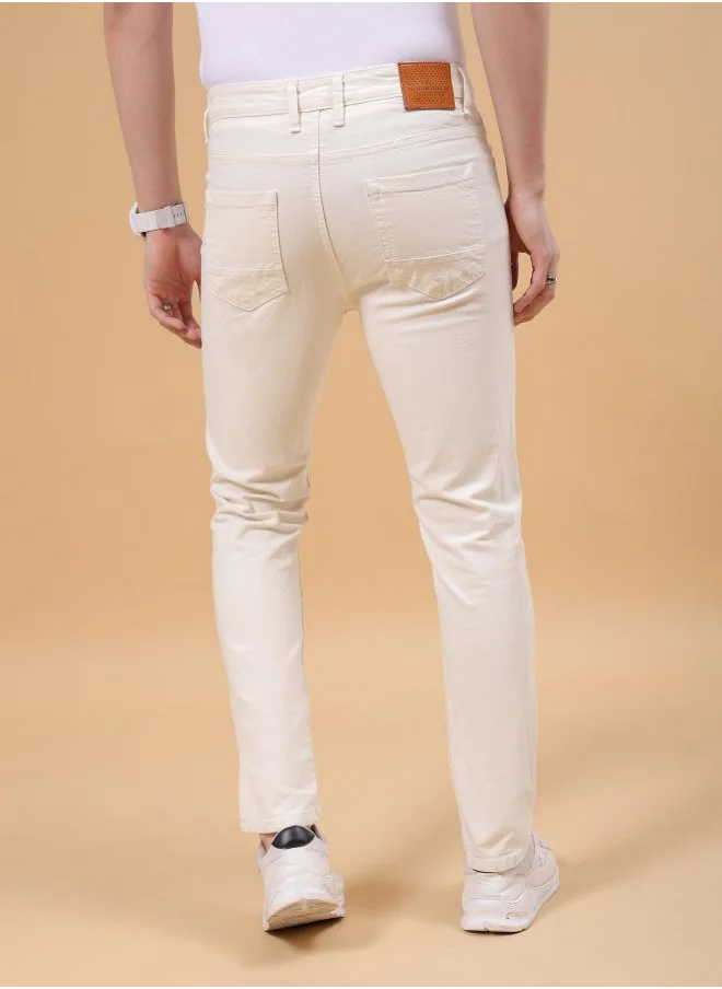 The Indian Garage Co Men Slim Fit Solid Mid-Rise Stretchable Jeans