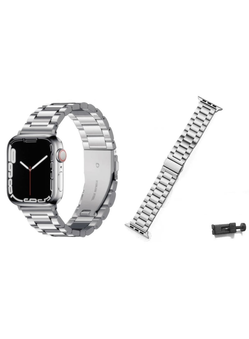 Compatible Apple Watch Straps 42mm 44mm 45mm 49mm, Stainless Steel iWatch Band with Case for Apple Watch Series 8/7/6/5/4/3/2/1/SE/SE2/Ultra - Image 1
