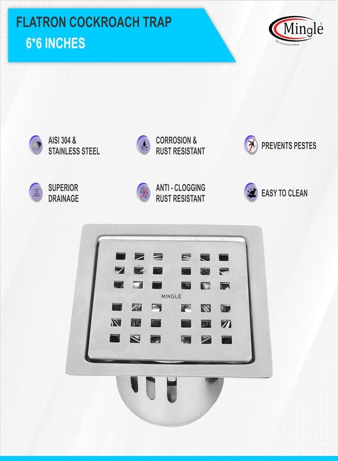 Mingle® Floor Drain | 304-Grade Stainless Steel Drain Jali | 6 x 6 inches | Floor Drainer with Cockroach Trap (Flatron, 6 x 6) - Image 5
