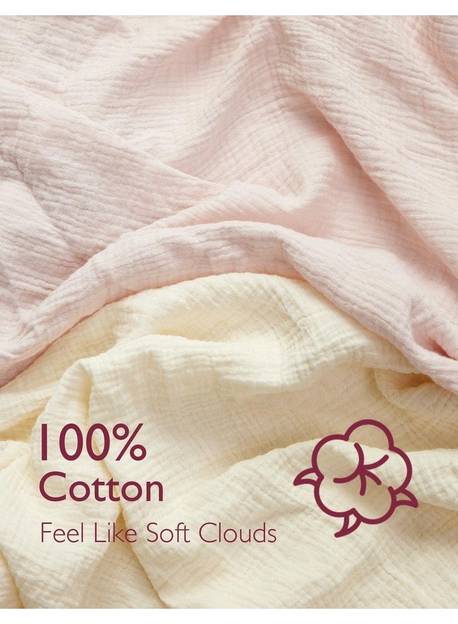 مام كوزي ملاءة سرير أطفال من Momcozy Muslin Fitted Bassinet، قطعتان من القطن الطبيعي الناعم القابل للتنفس مقاس 32 بوصة × 16 بوصة، ملاءة سرير محايدة مانعة للانزلاق للأولاد والبنات، مقاس صغير، وردي خدود وبيج  - Image 2
