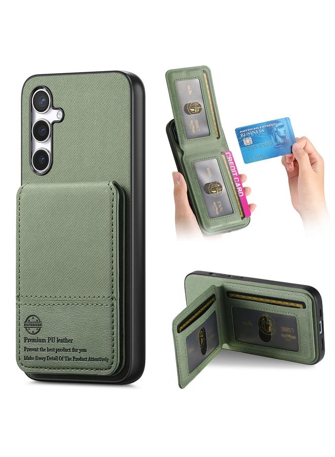 S-TOP Case For Samsung Galaxy A35 5G Twill Fabric Leather Vertical Flip RFID Card Bag Phone Case - Image 1