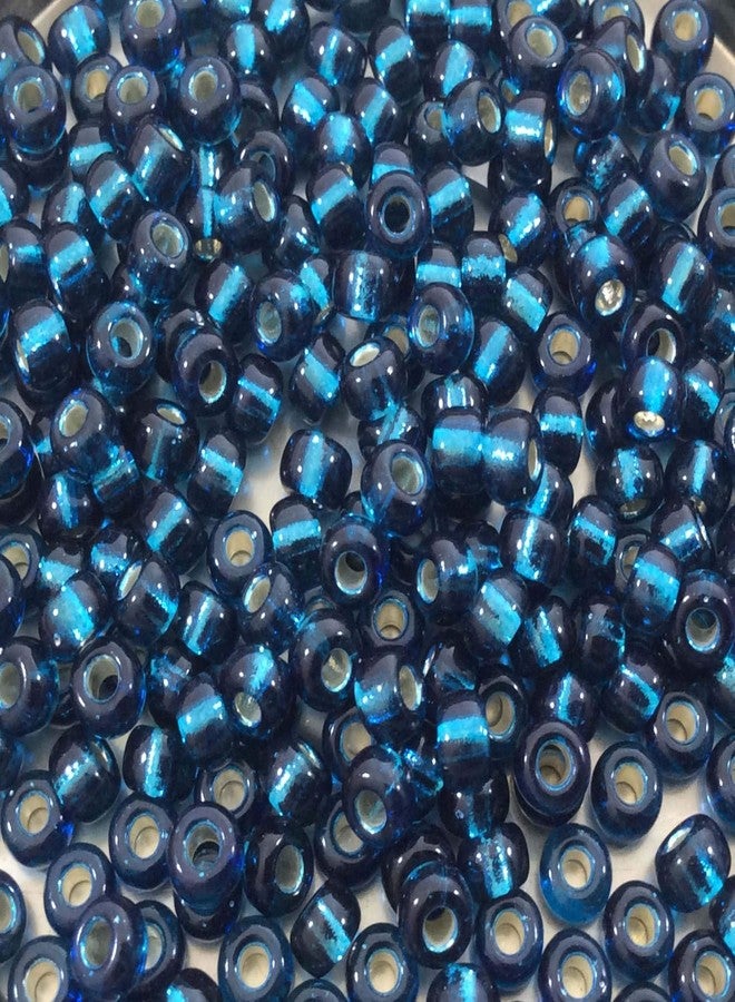 Miyuki Round Rocaille Seed Beads Size 6/0 20gm Silver Lined (SL) Blue Zircon - Image 1