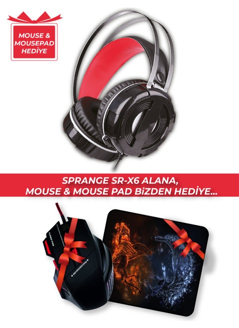 Sr-X6 USB + 3.5 mm Computer Headset (Mouse & Mousepad Gift)