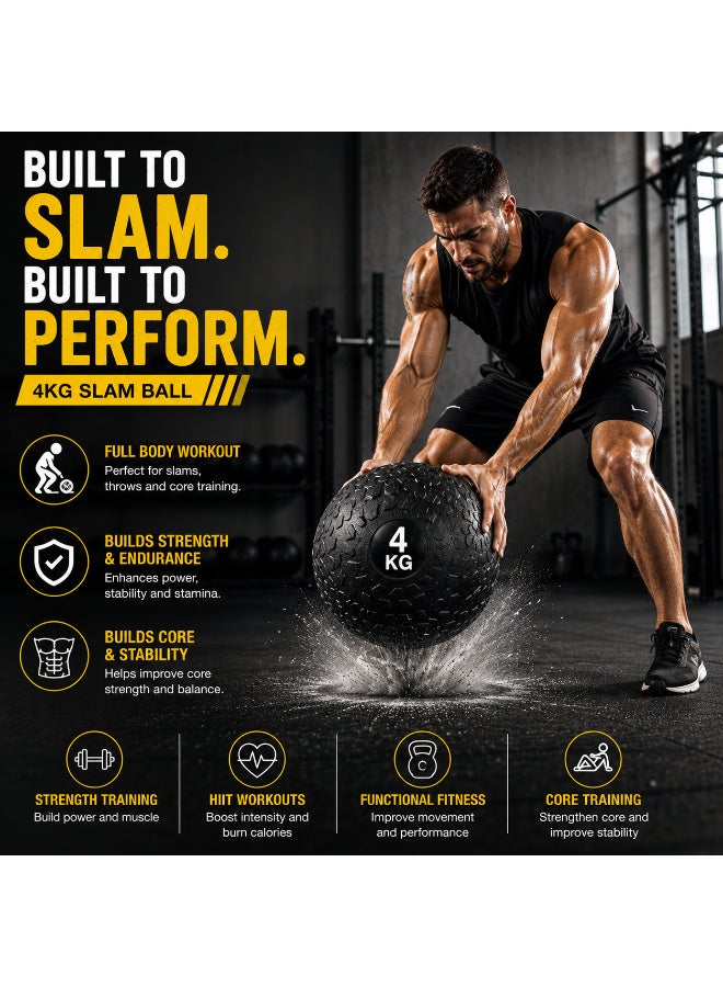 Volcan Fitness 4KG Non-Bounce Slam Ball for Strength Training & CrossFit Workout - Image 3