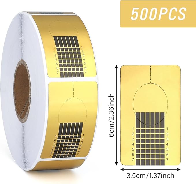 G2PLUS Nail Forms for Gel Builder 500PCS Paper Nail Forms for Gel Nails Gold Nail Extension Sticker Forms Selfadhesive Nails Paper Forms for Nail Extension - Image 2