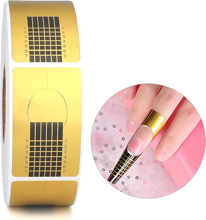 G2PLUS Nail Forms for Gel Builder 500PCS Paper Nail Forms for Gel Nails Gold Nail Extension Sticker Forms Selfadhesive Nails Paper Forms for Nail Extension - Image 1