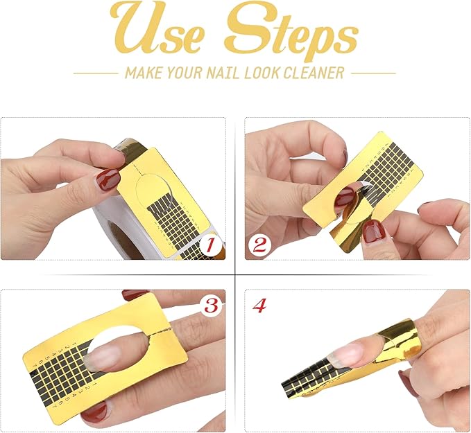 G2PLUS Nail Forms for Gel Builder 500PCS Paper Nail Forms for Gel Nails Gold Nail Extension Sticker Forms Selfadhesive Nails Paper Forms for Nail Extension - Image 5