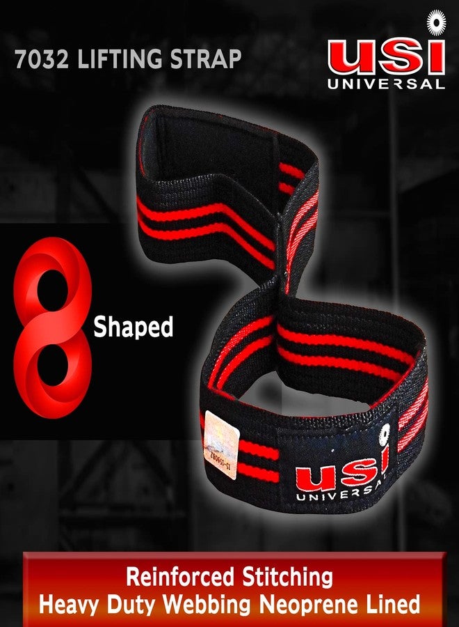 USI UNIVERSAL Wrist Support, Wrist Supporter For Gym, 7032 Figure 8 Power Lifting Grip Hook Wrist Wraps 1 Pair Black Made Of Heavy Duty Neoprene, Padded Lifting Strap - Image 2