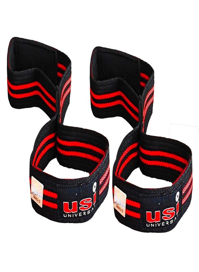 USI UNIVERSAL Wrist Support, Wrist Supporter For Gym, 7032 Figure 8 Power Lifting Grip Hook Wrist Wraps 1 Pair Black Made Of Heavy Duty Neoprene, Padded Lifting Strap - Image 1