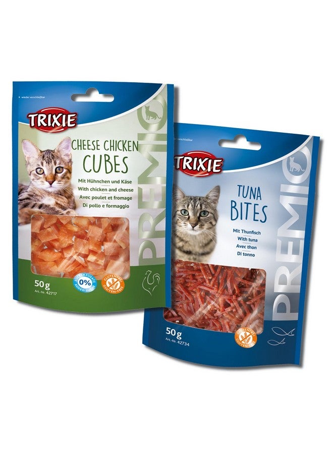 تريكسي مجموعة مكافآت القطط من مكعبات الدجاج بالجبن الفاخر وقطع التونة الفاخرة، مكافآت غنية بالعناصر الغذائية للقطط، مناسبة لجميع السلالات - (عبوة من قطعتين) - Image 1