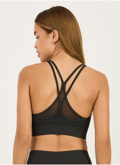 Styli Back Mesh Insert Multi Straps Medium Support Sports Bra  - Image 4