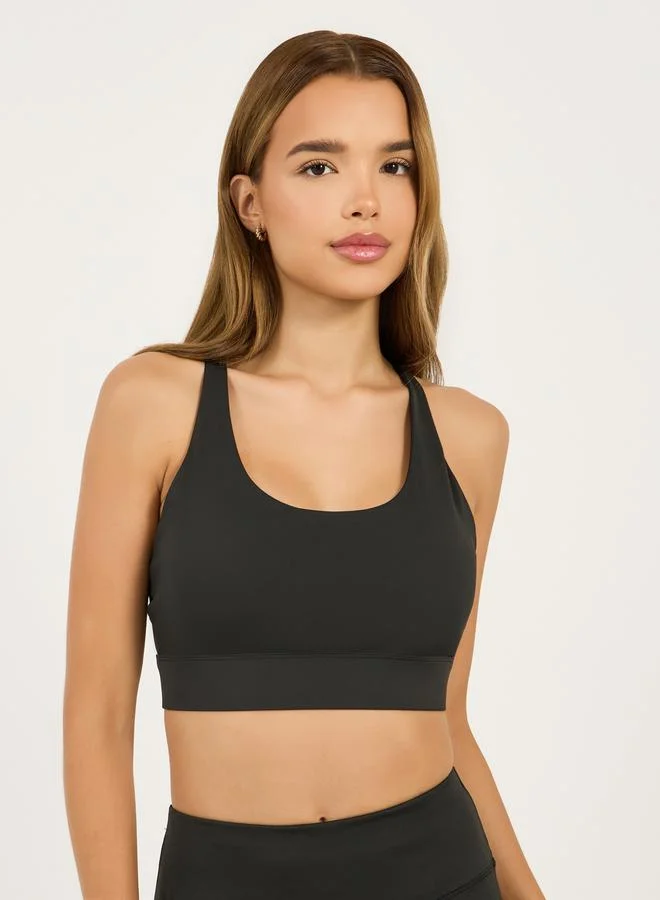 Back Mesh Insert Multi Straps Medium Support Sports Bra
