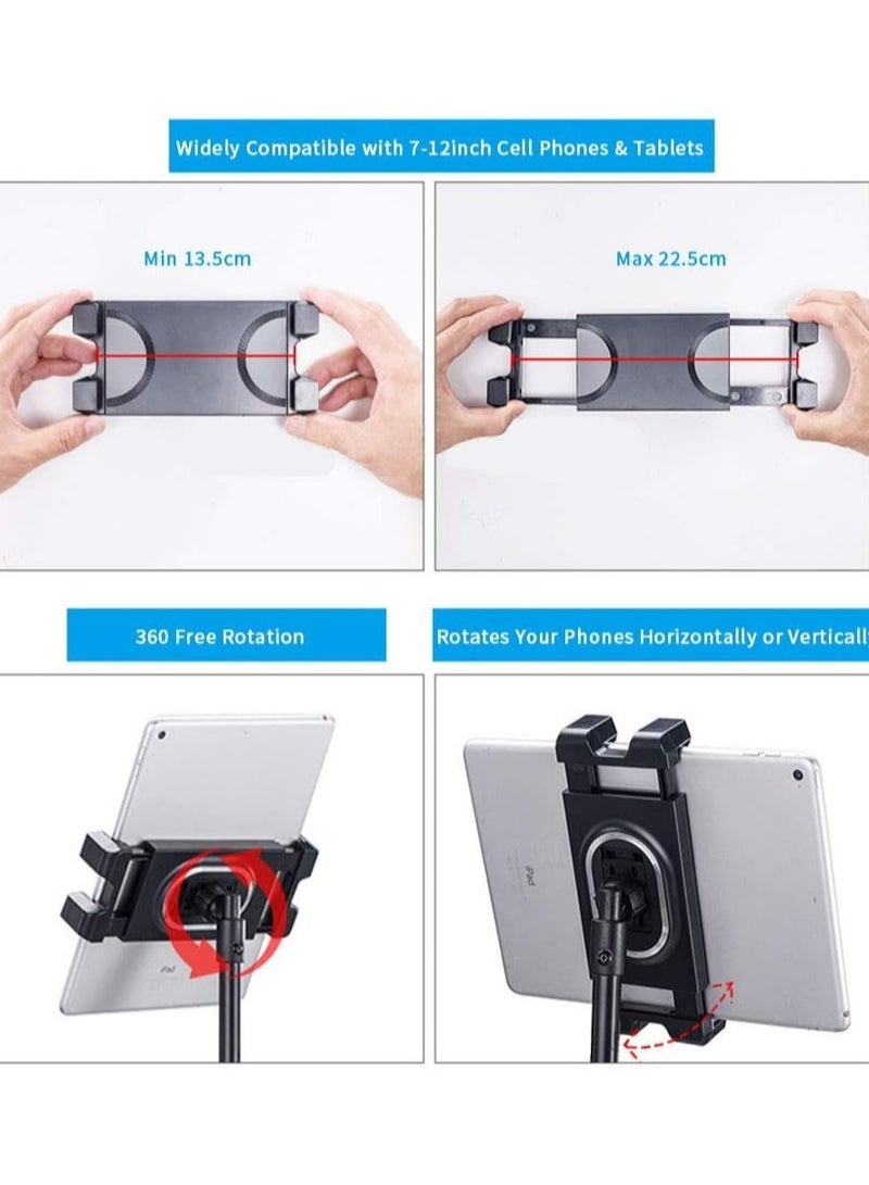 Tripod Stand Tablet Holder: Adjustable Height Tripod Stand Foldable Phone Holder Phone Tripod Stand Floor Tablet Cradle Bracket for 4.7-12.9 Inch iPhone 13 Pro Samsung Tab iPad Mini Galaxy  - Image 3
