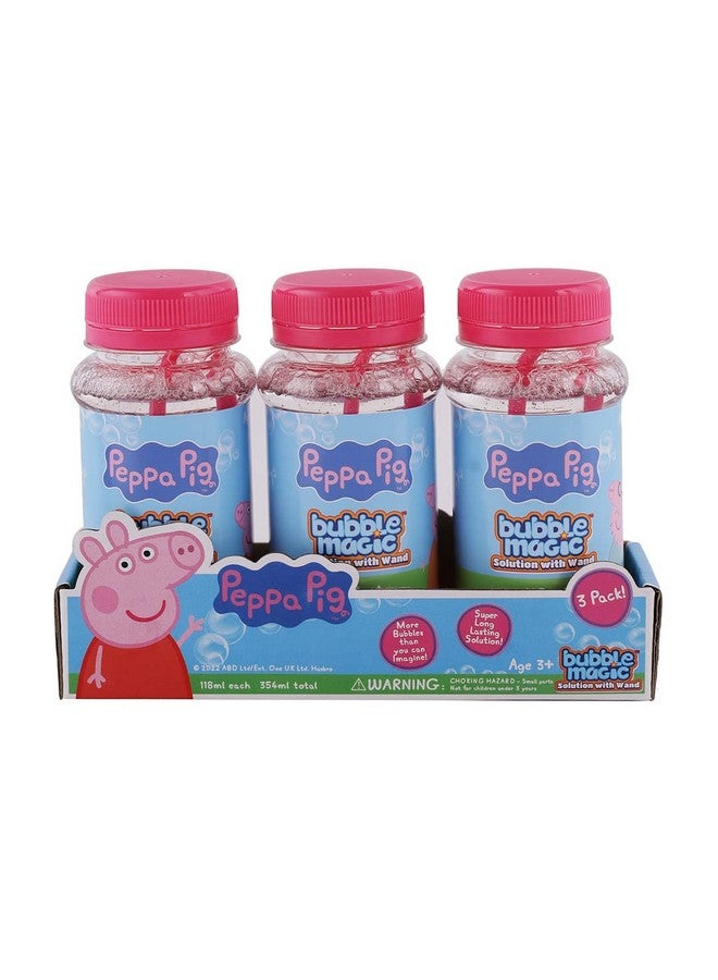 Bubble Magic Bubble Magic Peppa Pig Solution Bottle with Wand - Pack of 3 118 ML Each, with Specially Designed Grooves to Hold More Solution, Age 3 Years and Above, Multicolor, (BM50018) - Image 1