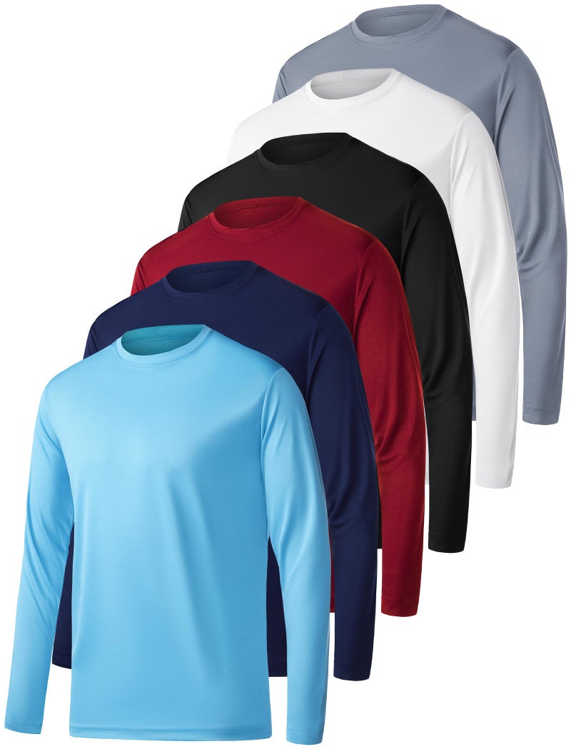OYGSieg 6 Pack Long Sleeve Shirts for Men Moisture Wicking UPF SPF Sun Protection Tee Shirts Workout T Shirts Casual XL - Image 1