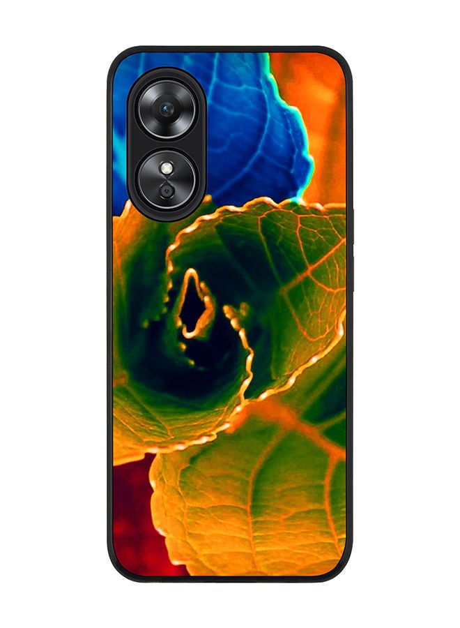 Stylizedd Rugged Black edge case for Oppo A97 Slim fit Soft Case Flexible Rubber Edges Anti Drop TPU Gel Thin Cover - Bloomin Autumn Leaves - Image 1