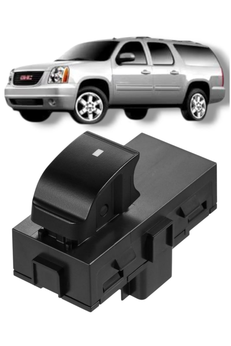 Generic Window switch button, up/down, for opening the right front passenger door or the left or right rear passenger doors. Compatible with a range of Chevrolet and GMC Yukon, Tahoe, Suburban, Sierra, Silverado, and Traverse vehicles from 2007 to 2014. Part number: 22895545  - Image 1