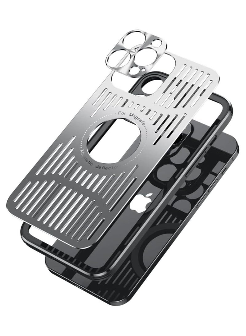 عام الحافظة المعدنية لـ iPhone 15 Pro Max، حافظة رقيقة مغناطيسية متوافقة مع ماجسيف، تغطية خلفية من الألومنيوم للحماية من الصدمات - Image 3