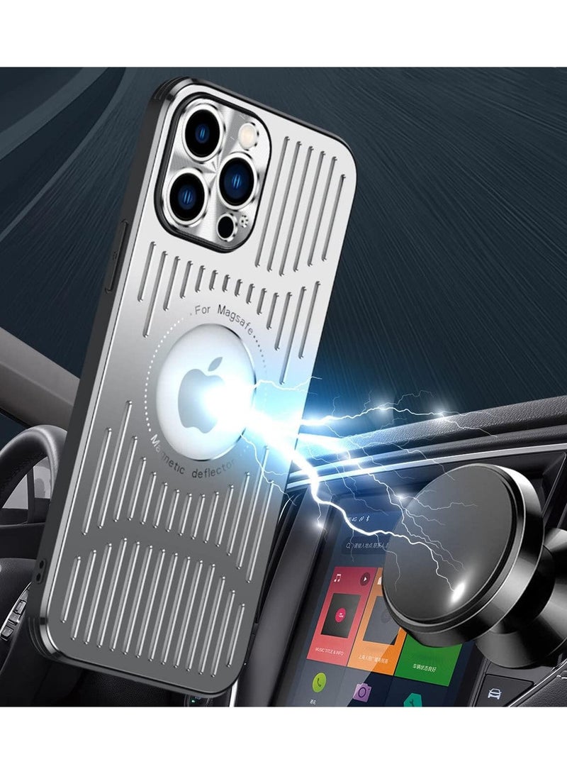 عام الحافظة المعدنية لـ iPhone 15 Pro Max، حافظة رقيقة مغناطيسية متوافقة مع ماجسيف، تغطية خلفية من الألومنيوم للحماية من الصدمات - Image 4