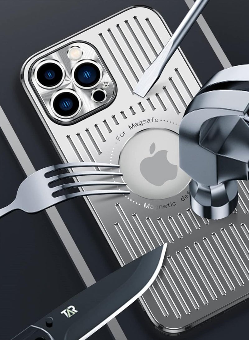 عام الحافظة المعدنية لـ iPhone 15 Pro Max، حافظة رقيقة مغناطيسية متوافقة مع ماجسيف، تغطية خلفية من الألومنيوم للحماية من الصدمات - Image 5