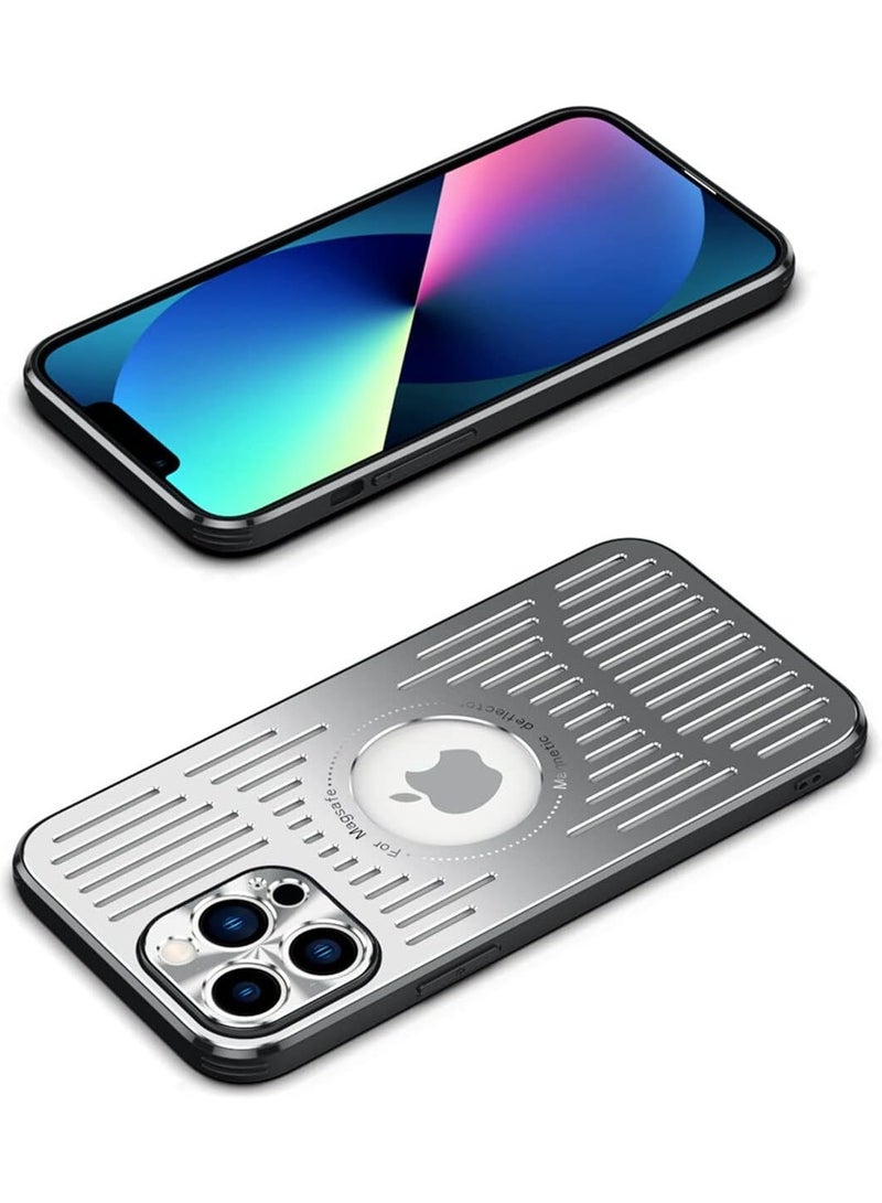 عام الحافظة المعدنية لـ iPhone 15 Pro Max، حافظة رقيقة مغناطيسية متوافقة مع ماجسيف، تغطية خلفية من الألومنيوم للحماية من الصدمات - Image 2