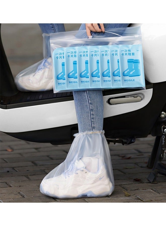 5 pairs of disposable waterproof shoe covers, waterproof overshoes rain boot covers outdoor cycling protective covers are suitable for men, women, travel, travel must-have, small and easy to carry  - Image 2