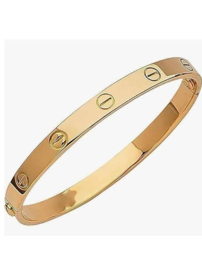 إسوارة أنيقة مطلية بالذهب بتصميم فاخر عصري للنساء مقاس 18 - Image 1