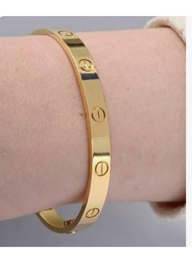 إسوارة أنيقة مطلية بالذهب بتصميم فاخر عصري للنساء مقاس 18 - Image 2