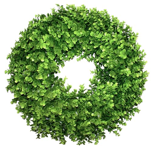 SEVENLOVE 22“ Boxwood Wreath for Front Door,Spring ，Summer All Season Wreaths, Farmhouse Door Wreath Outdoor Indoor for All Seasons Decor - Image 1