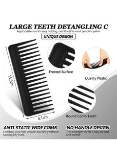 Patelai Large Hair Detangling Comb Wide Tooth Comb for Curly Hair Wet Dry Hair, No Handle Detangler Comb Styling Shampoo Comb (Black) 