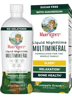 MaryRuth Organics Liquid Sleep Multimineral W/Magnesium & Calcium Citrate By Maryruth'S Pineapple Vegan Vitamins, Antioxidants, Minerals, Msm Natural Calm & Stress Aid No Melatonin Non-Gmo Sugar Free 32Oz  - Image 1