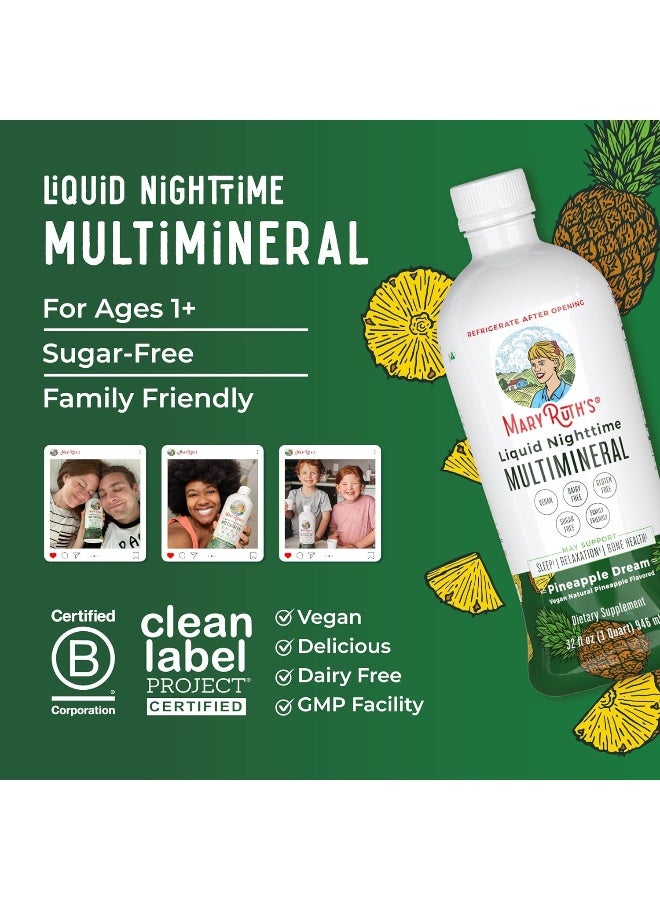 MaryRuth Organics Liquid Sleep Multimineral W/Magnesium & Calcium Citrate By Maryruth'S Pineapple Vegan Vitamins, Antioxidants, Minerals, Msm Natural Calm & Stress Aid No Melatonin Non-Gmo Sugar Free 32Oz  - Image 4