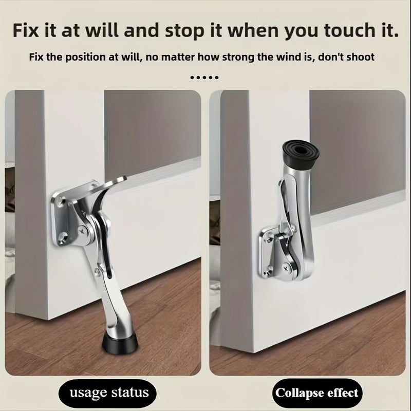 2 Pack Anti Kick Door Stoppers Heavy Duty Drill Free Safety Door Wedge For Door Bottom Indoor Outdoor Commercial Use Silver - Image 5