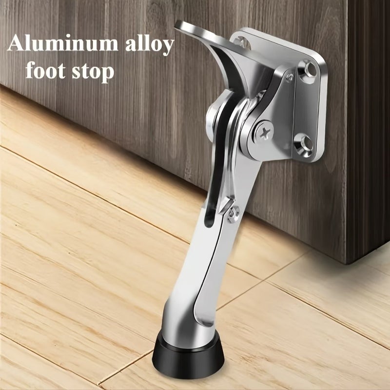 2 Pack Anti Kick Door Stoppers Heavy Duty Drill Free Safety Door Wedge For Door Bottom Indoor Outdoor Commercial Use Silver - Image 1
