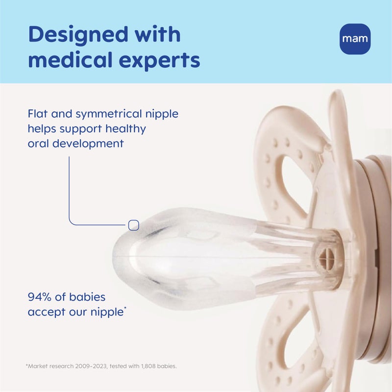 MAM Original Start Night Baby Pacifiers 0-3 Months Newborns, BPA-Free Skin Soft Silicone Nipple, Glows in The Dark, Developed with Medical Experts, 2 Count with Sterilizer Case - Image 2