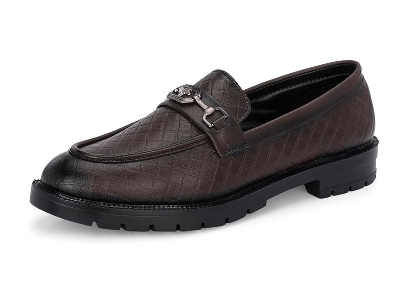 MACTREE Brown PU Leather Loafers Shoes for Men- 7 UK - Image 1