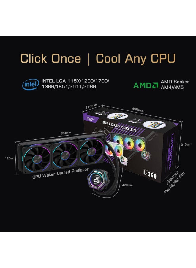 LOVINGCOOL Temperature Display 360 Water Cooler 240 Argb Temperature Control Amd Aura Sync 2011 All-in-one Inter - Image 4