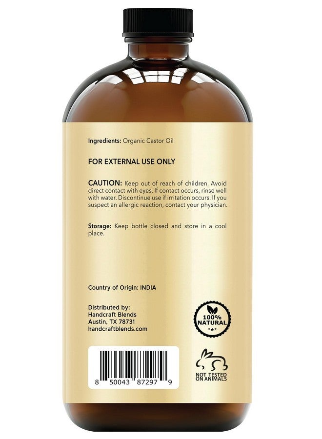 handcraft Blends Handcraft Blends Cold-Pressed Organic Castor Oil in Glass Bottle - 16 Fl Oz - 100% Pure and Natural - Premium Grade Carrier Oil for Hair Growth, Eyelashes and Eyebrows - Hair and Body - Image 3